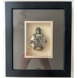 Vintage Asian Antique Snuff Bottle Floral Double Vajra Hexagonal 3D Framed Box